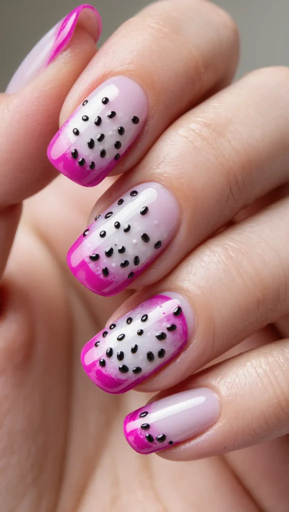 Dragon Fruit Inspired Nails