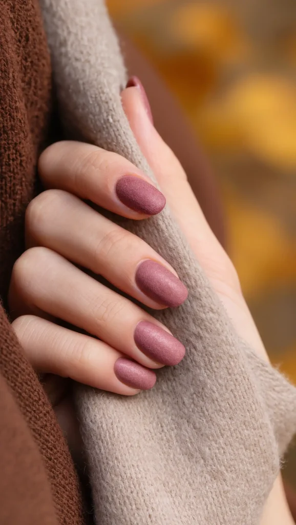 24 Fall Sweater Nail Designs 2026: Chic Manicures Inspired by Your Favorite Knits 22 Dusty Rose Wool Nails