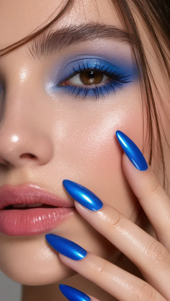25 Summer Stiletto Nails Inspo 2026: Glamorous Designs That Steal the Spotlight 11 Electric Blue Statement Nails