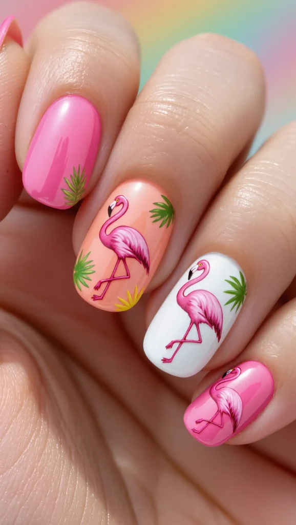 Flamingo Nail Art