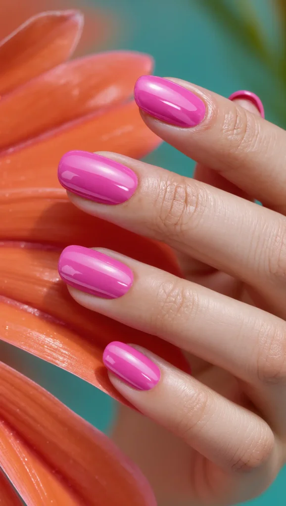 24 Tropical Nails Inspo for 2026 That Bring Island Vibes to Your Fingertips 9 Flamingo Pink Nails