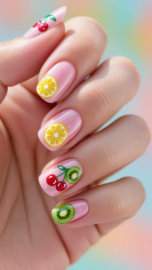 Fruit Pattern Short Nails