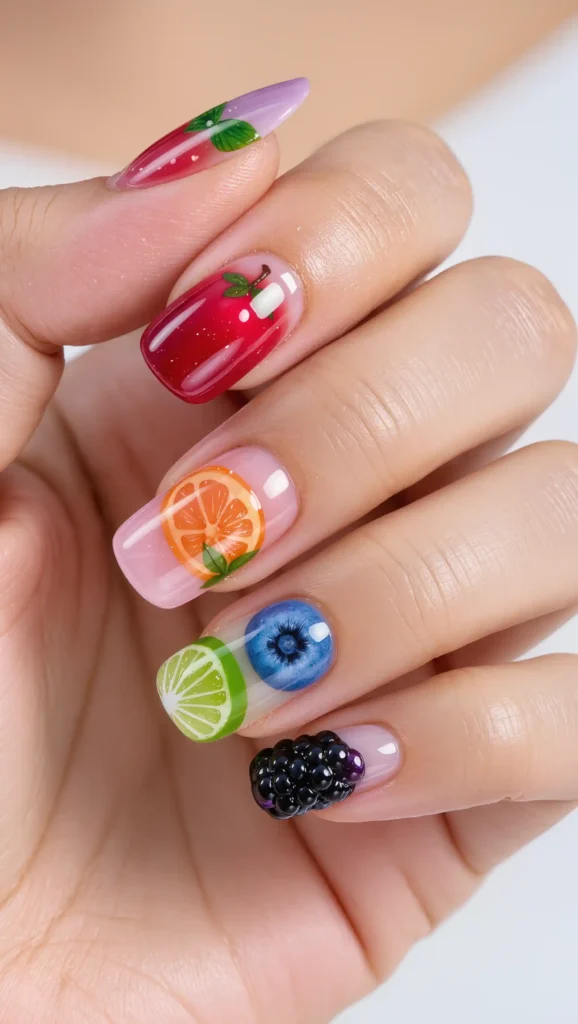Glossy Jelly Fruit Nails