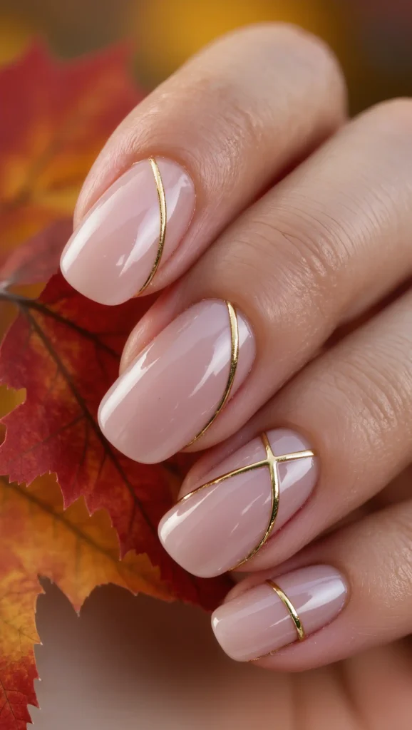 Gold Thread Accent Nails