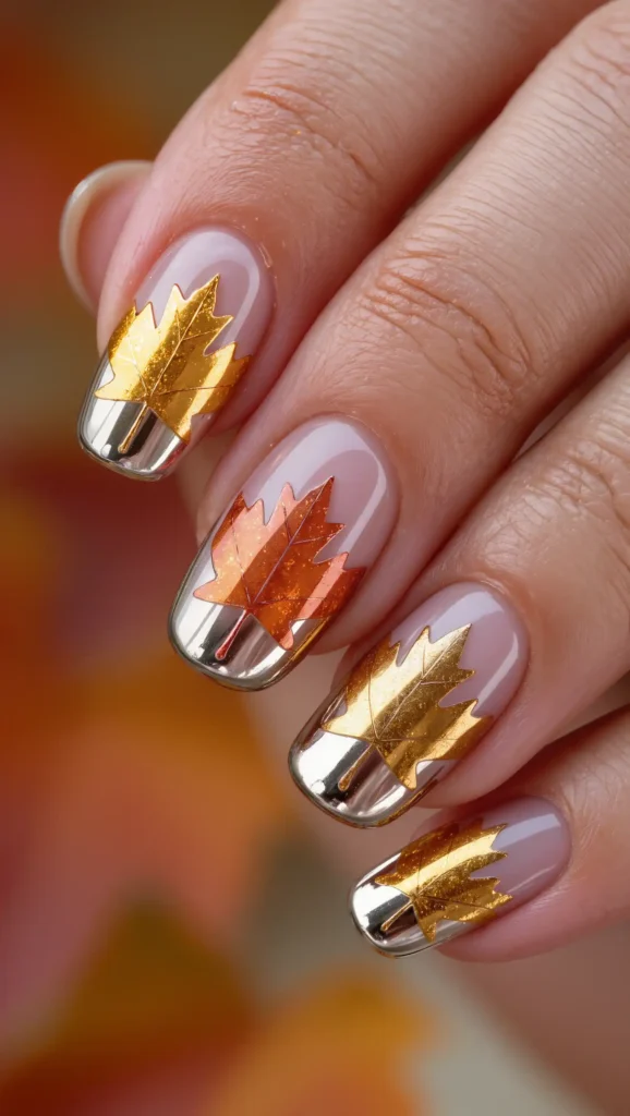 25 Fall Chrome Nail Ideas 2026: Luxe Metallic Manicures That Will Dominate Autumn 3 Golden Maple Glaze