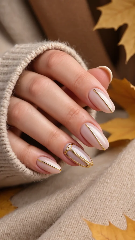 25 Fall Chrome Nail Ideas 2026: Luxe Metallic Manicures That Will Dominate Autumn 24 Golden Thread Nails