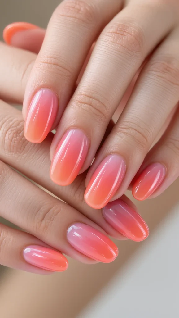 Grapefruit Ombre Nails