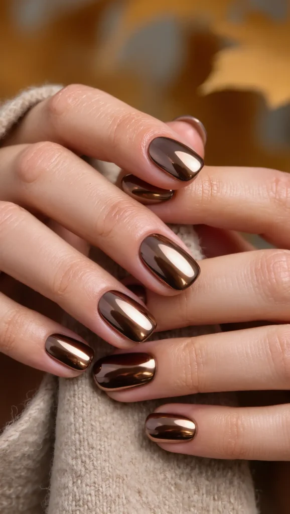 Hazelnut Chrome Nails