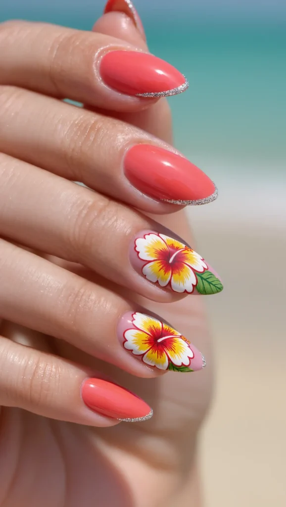 Hibiscus Bloom Nails
