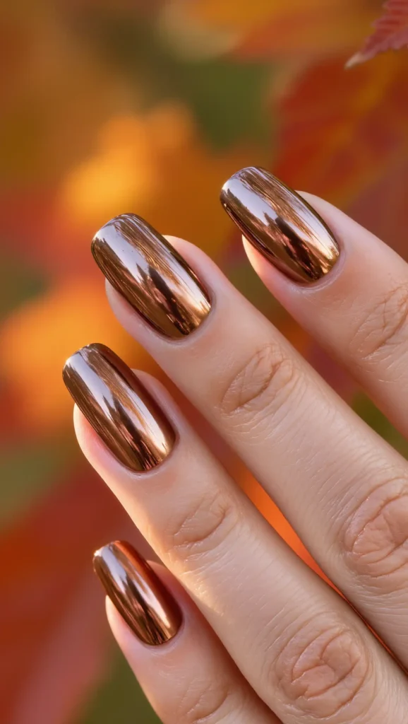 25 Fall Chrome Nail Ideas 2026: Luxe Metallic Manicures That Will Dominate Autumn 7 Honey Bronze Nails