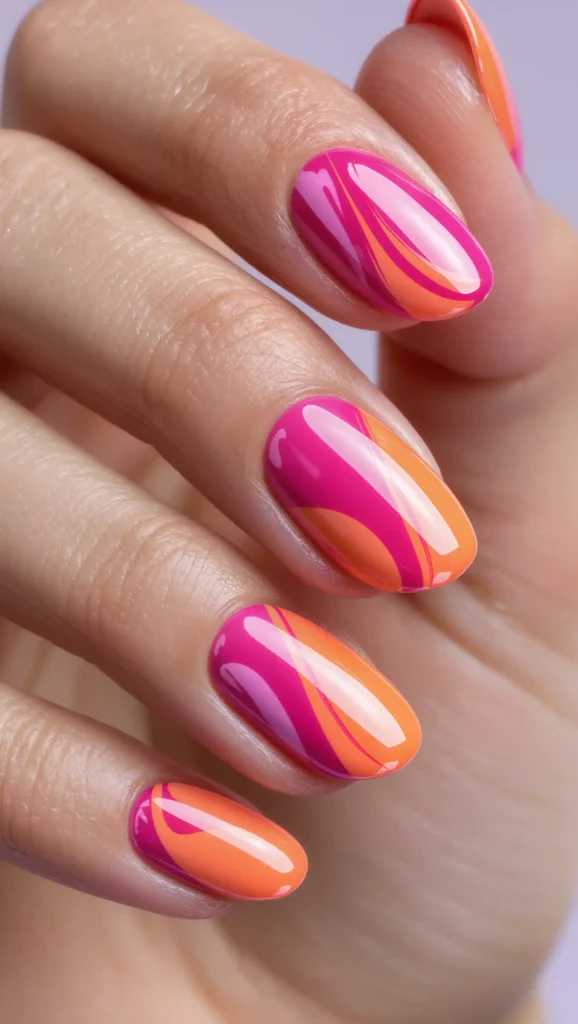 Hot Pink and Orange Swirls