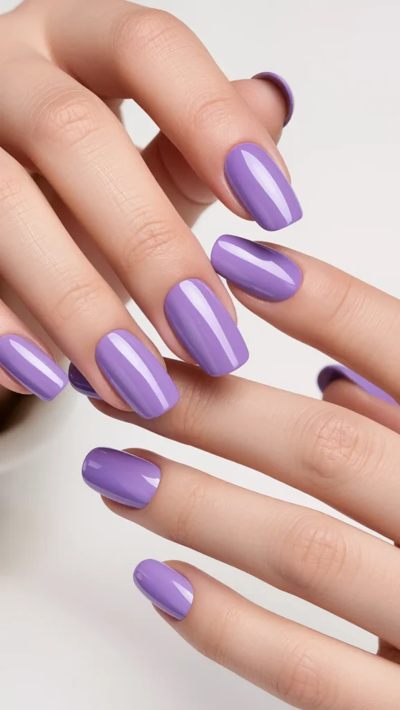 24 Summer Coffin Nail Designs 2026 That Are Bold and Totally Trend-Forward 14 Lavender Gloss Nails