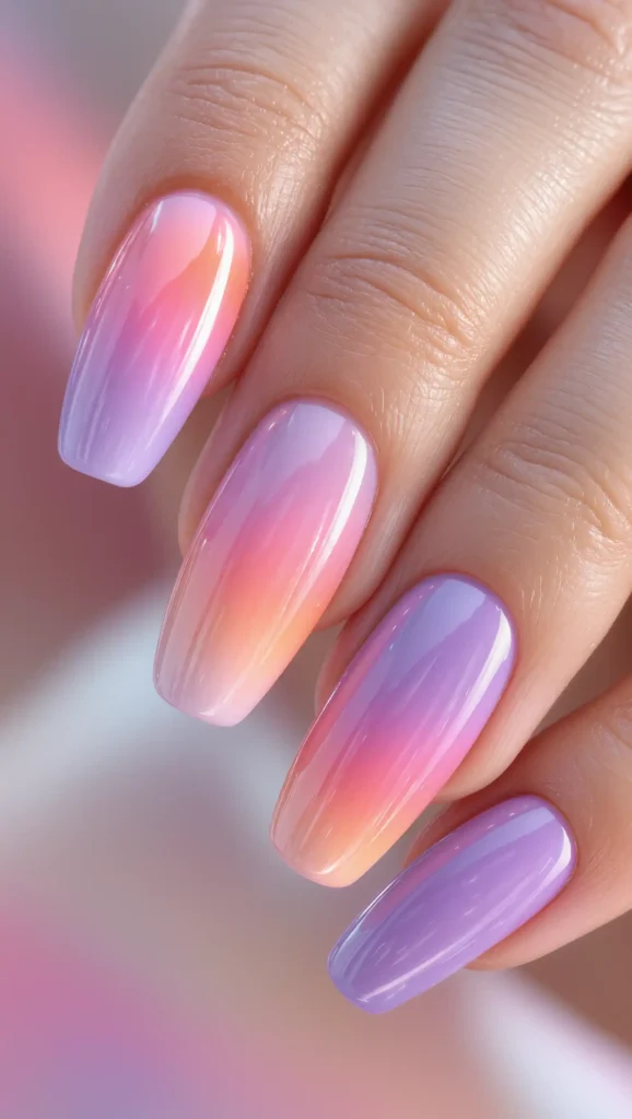 25 Summer Stiletto Nails Inspo 2026: Glamorous Designs That Steal the Spotlight 21 Lavender Sunset Nails