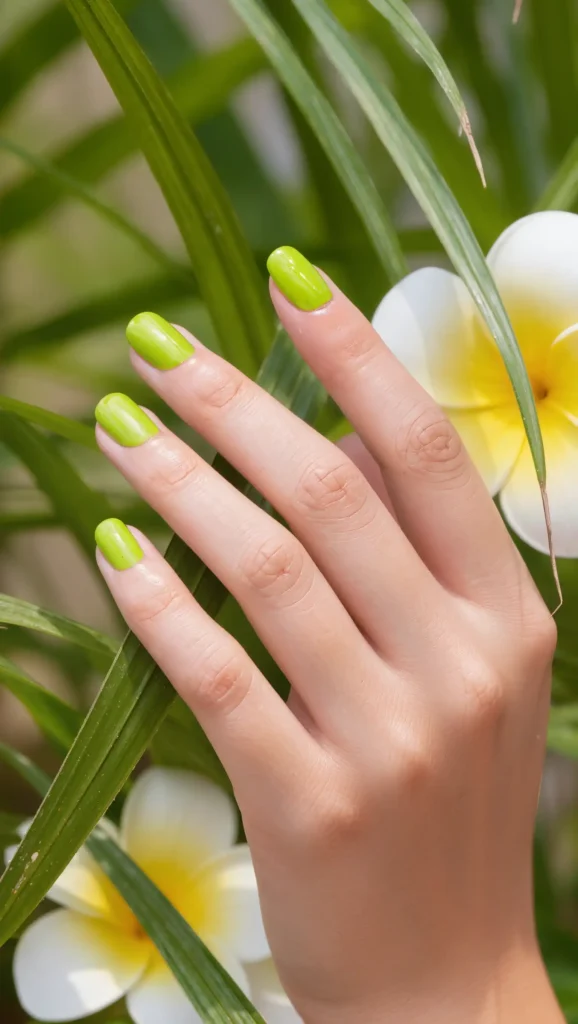 24 Tropical Nails Inspo for 2026 That Bring Island Vibes to Your Fingertips 21 Lime Green Tropical Nails