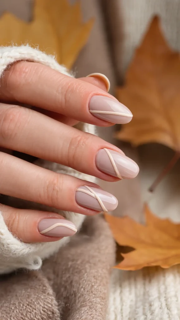 25 Neutral Fall Nails Ideas 2026: Minimalist Manicures That Go With Every Autumn Outfit 23 Linen Ribbon Art