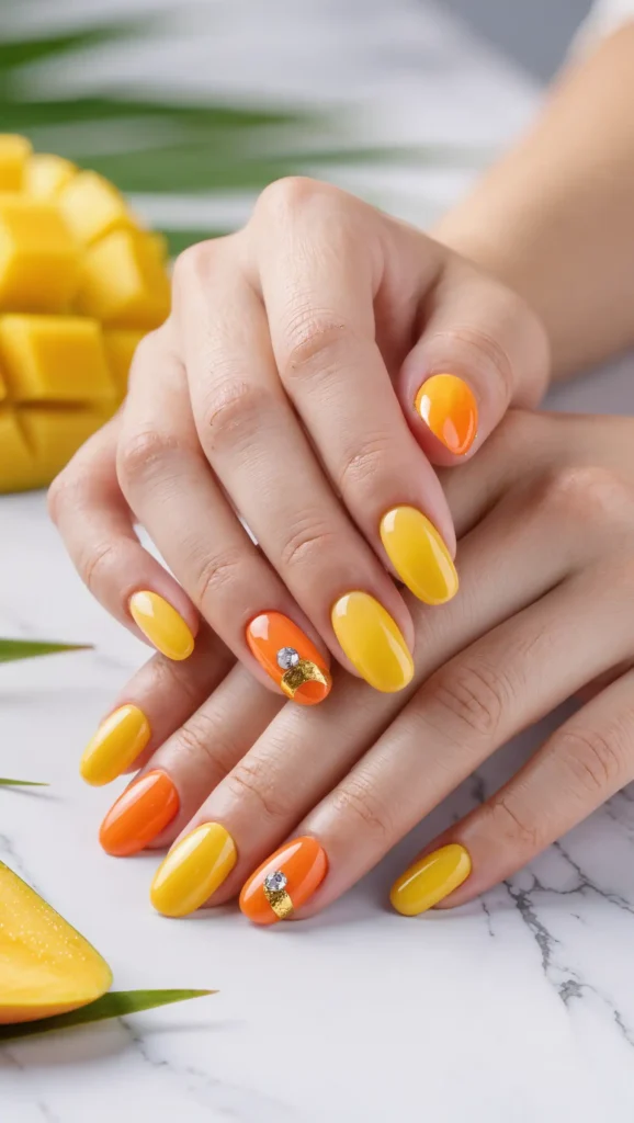 Mango Sunset Nails