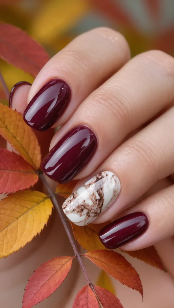 Merlot Marble Nails
