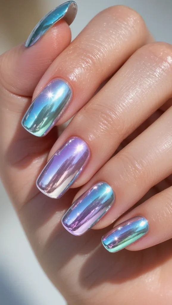 25 Summer Stiletto Nails Inspo 2026: Glamorous Designs That Steal the Spotlight 3 Mermaid Chrome Magic