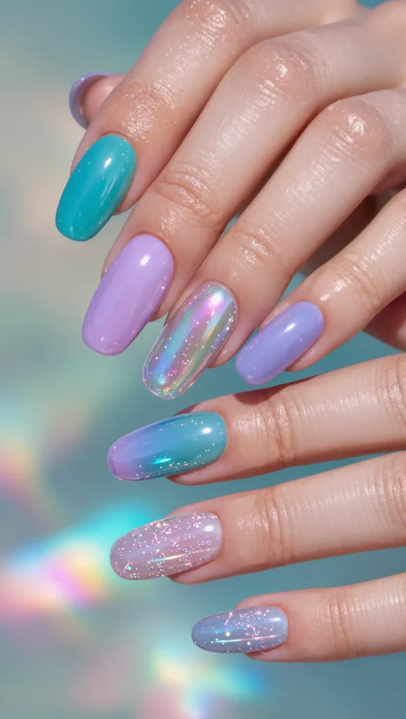 24 Tropical Nails Inspo for 2026 That Bring Island Vibes to Your Fingertips 13 Mermaid Lagoon Nails