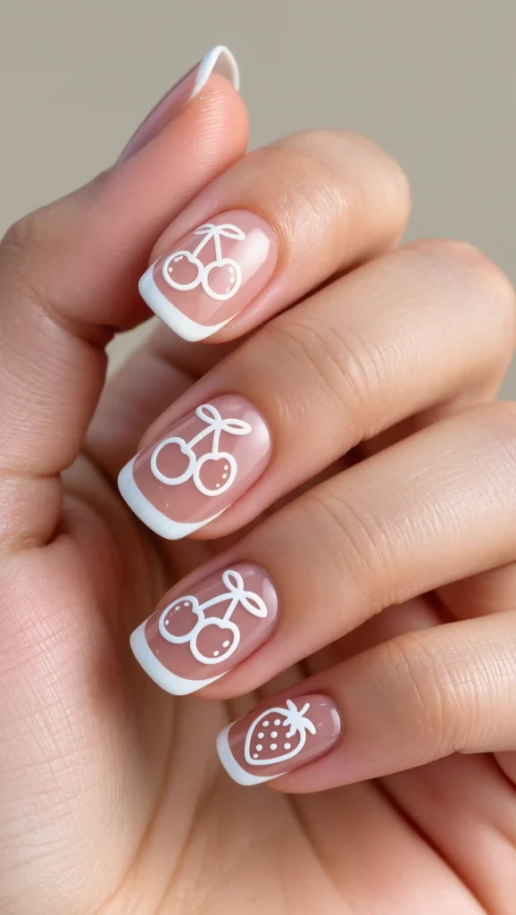 Minimalist Fruit Outline Nails
