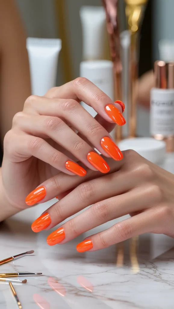 Neon Orange Nails