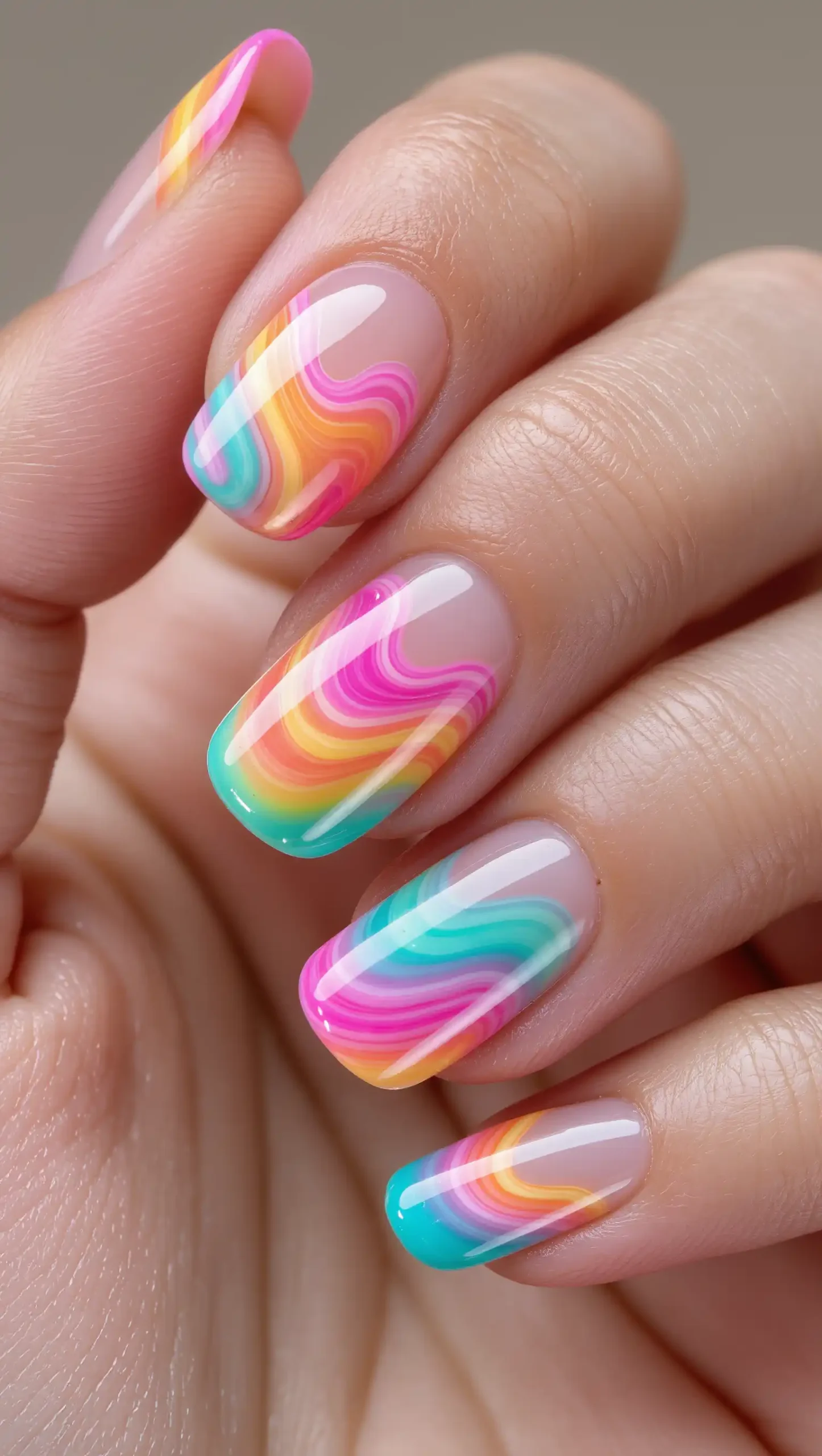 Neon Swirl Nails