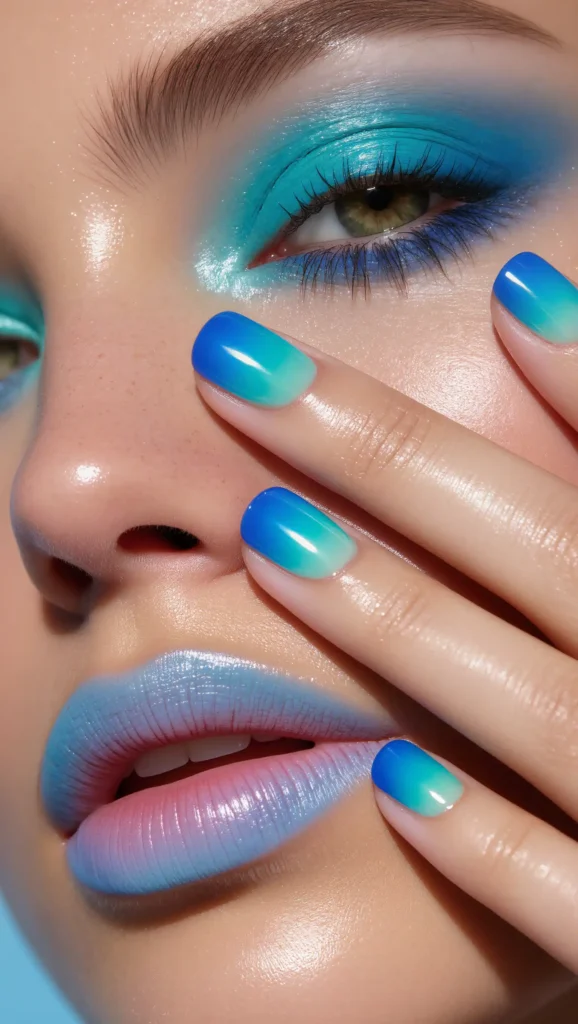 25 Summer Square Nails Ideas 2026 That Are Stylish & Pinterest-Worthy 6 Ocean Blue Ombre
