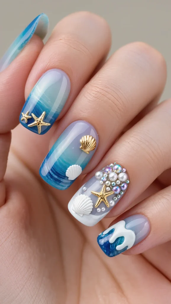 24 Ocean Nail Designs 2026 That Bring Beachy Beauty to Your Fingertips 24 Ocean-Inspired Mix-and-Match Nails