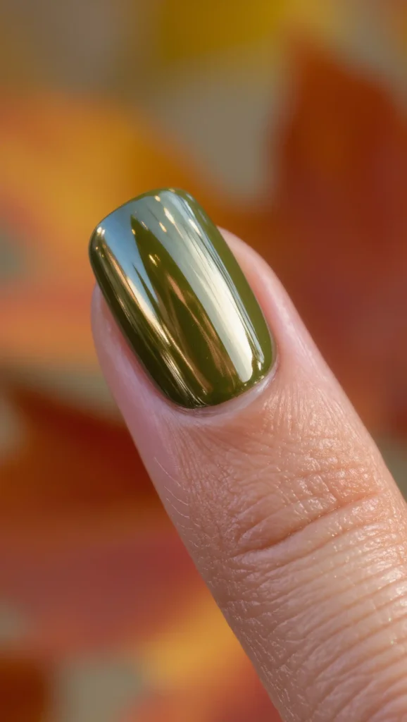 25 Fall Chrome Nail Ideas 2026: Luxe Metallic Manicures That Will Dominate Autumn 10 Olive Gold Chrome