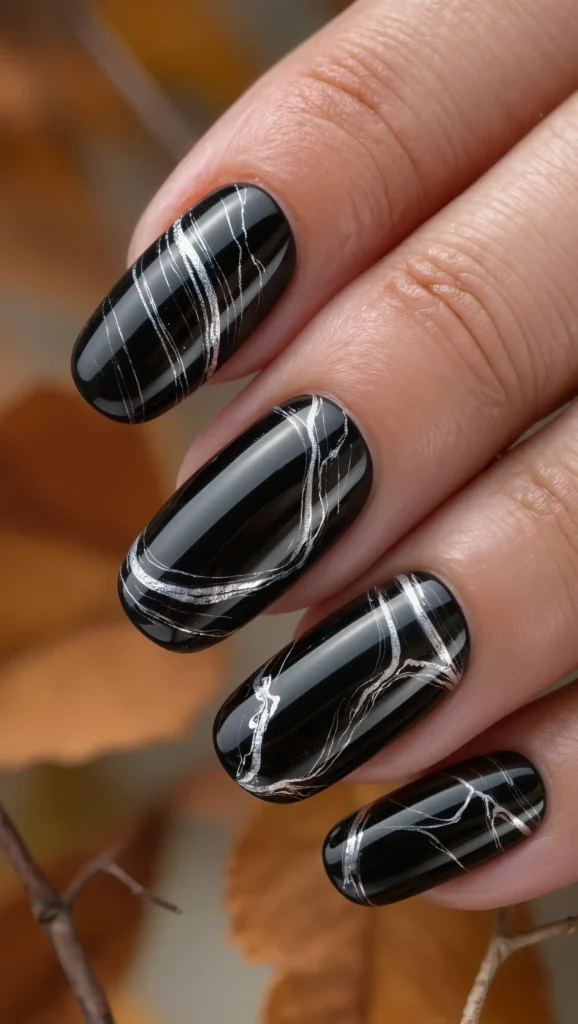 25 Fall Dark Nail Ideas 2026: Moody Manicures That Will Dominate Autumn 25 Onyx Vein Nails