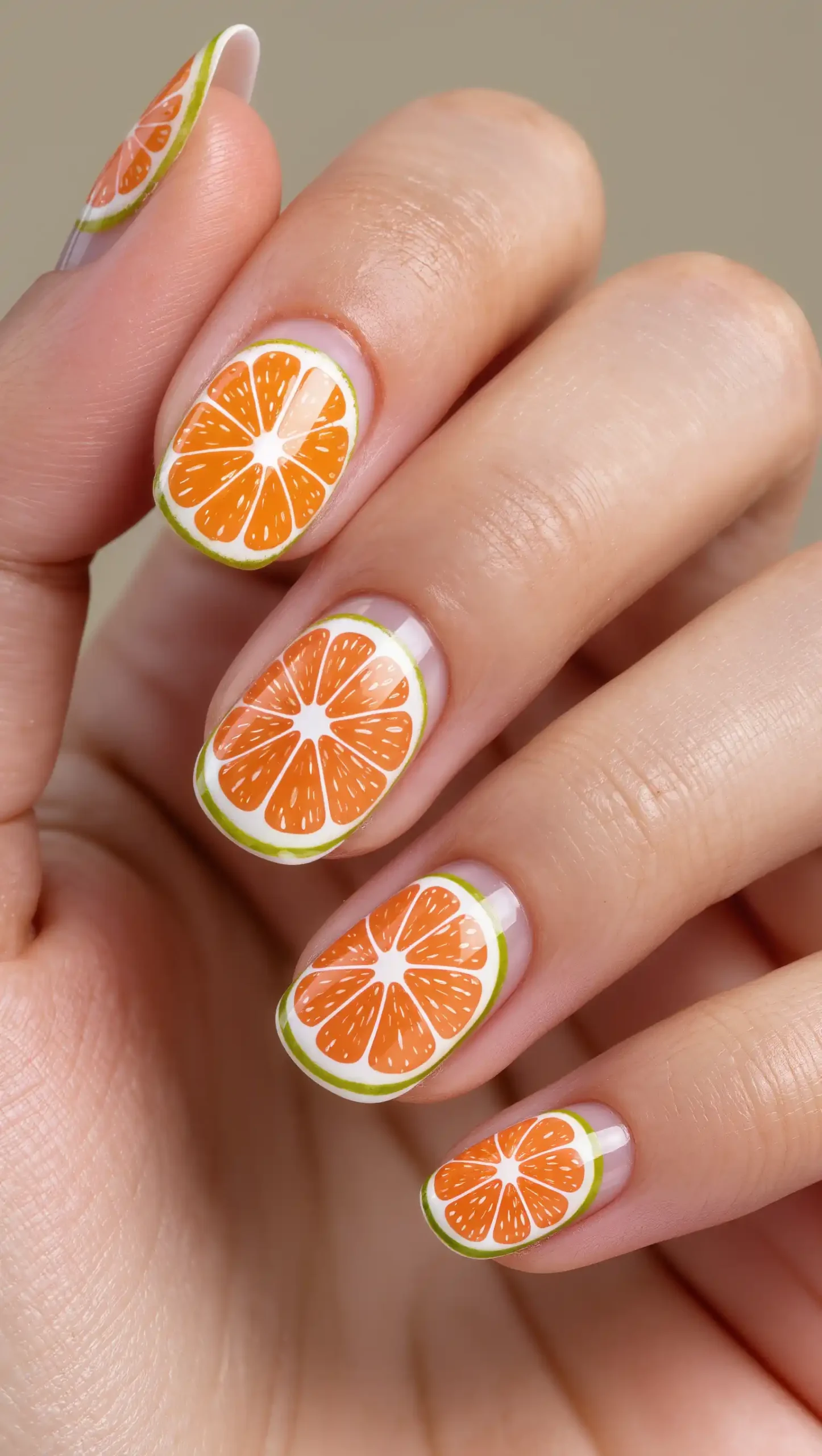 Orange Citrus Slice Nails