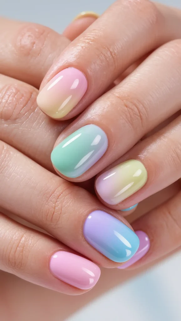 Pastel Rainbow Nails