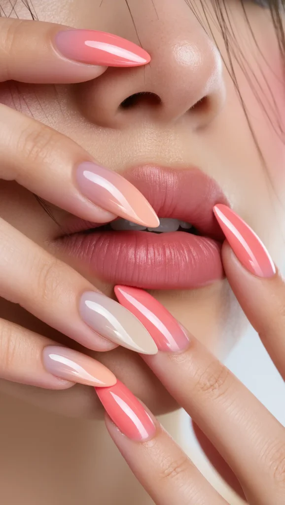 25 Summer Stiletto Nails Inspo 2026: Glamorous Designs That Steal the Spotlight 15 Peach Sorbet Ombre