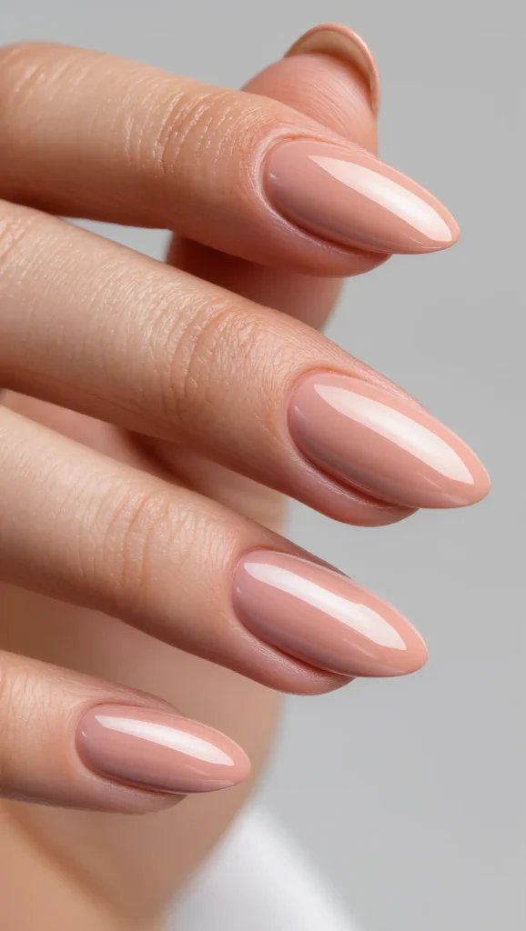 25 Summer Almond Shape Nails 2026 That Are Trendy and Perfect for Sunny Days 8 Peachy Nude Perfection