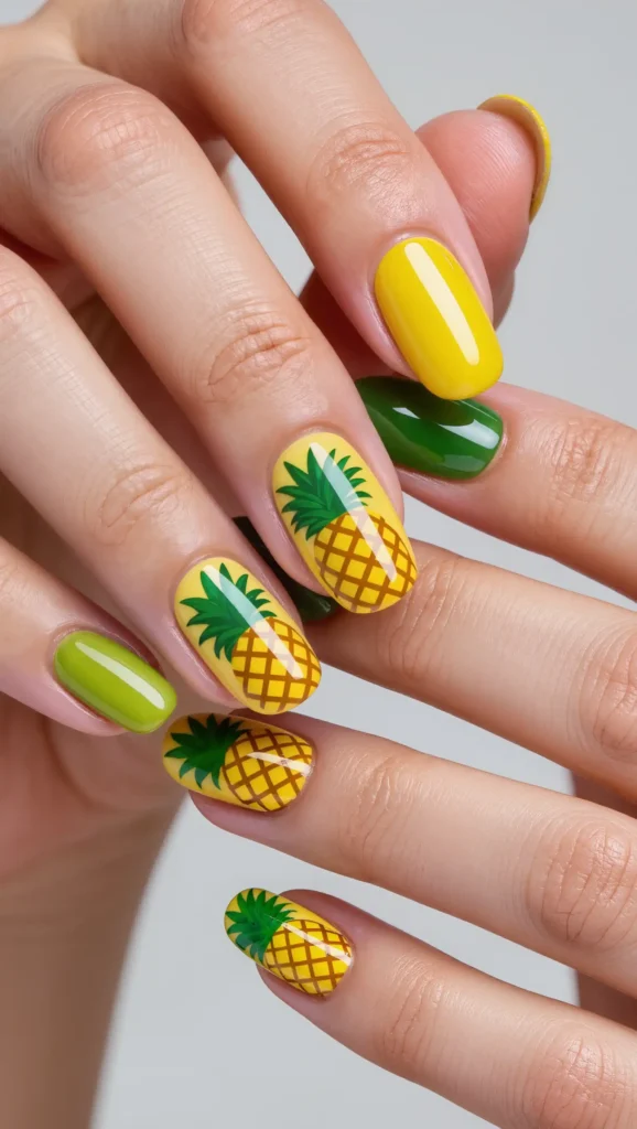 25 Summer Vacation Nail Designs for 2026 That Are Bright, Fun & Made for Getaways 14 Pineapple Nail Art