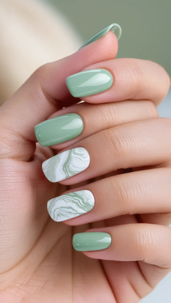 24 Summer Dip Powder Nails Ideas 2026: Manicures That Will Be Everywhere This Season 3 Pistachio Marble Tips
