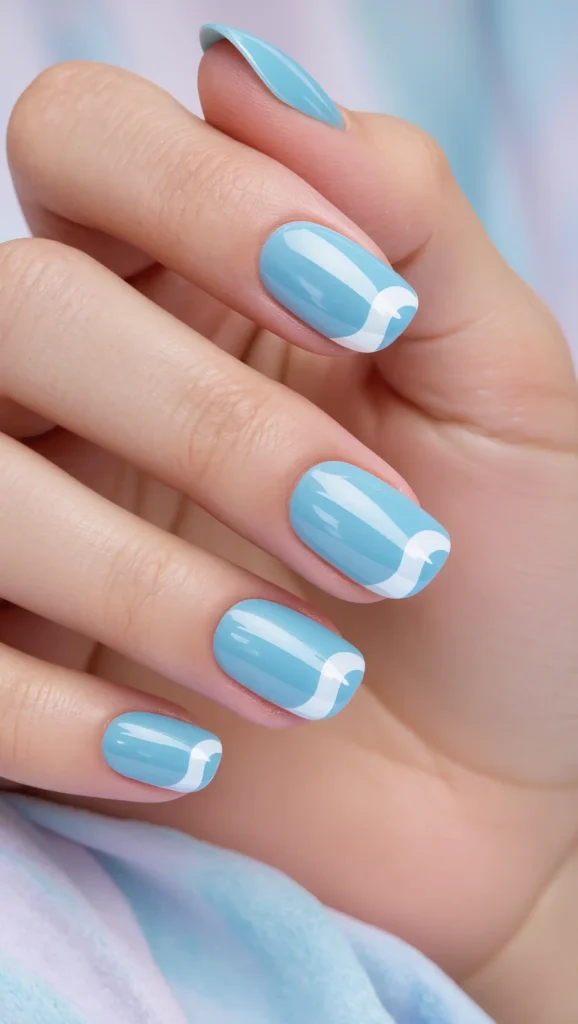 25 Summer Press-On Nail Ideas for 2026: That Instantly Elevate Your Style 3 Powder Blue Half-Moons