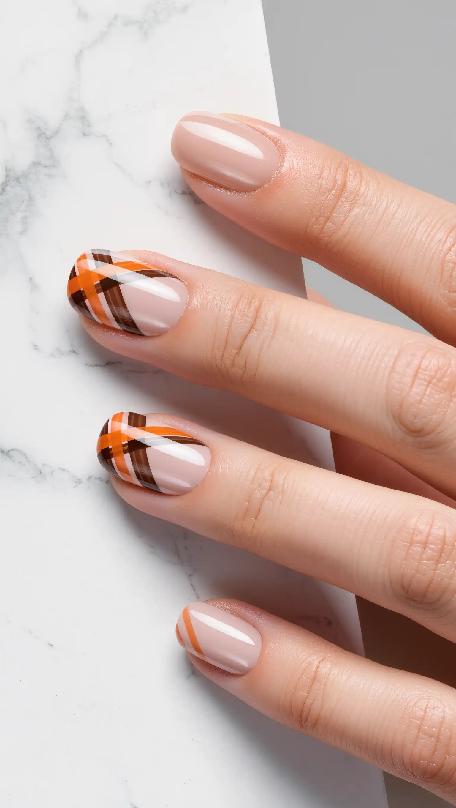 Pumpkin Patch Plaid Nails