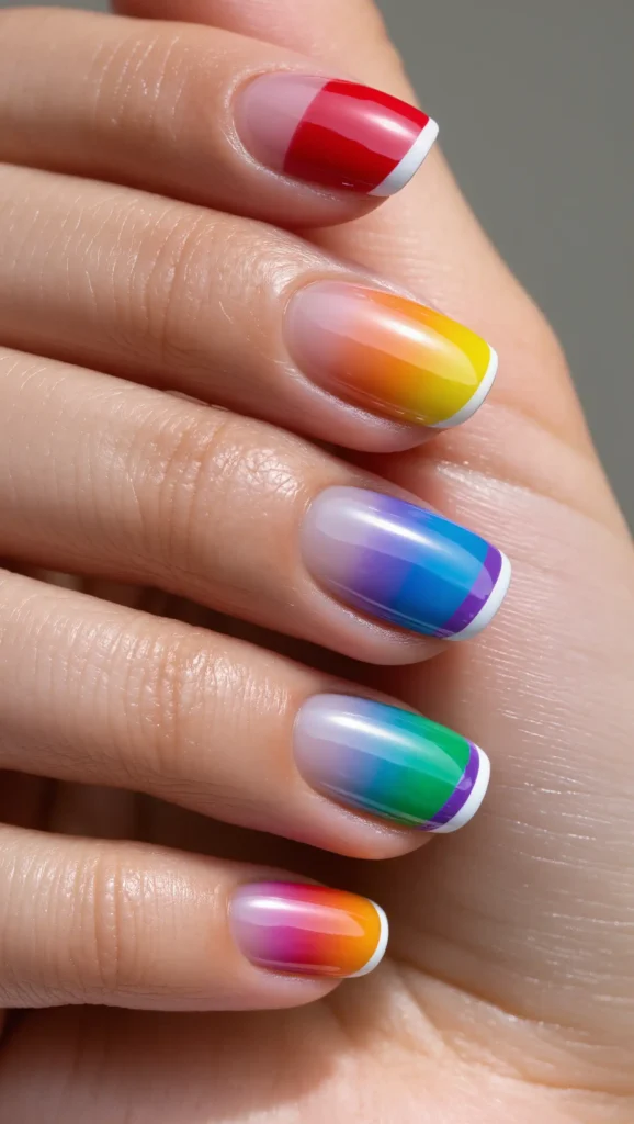 Rainbow French Tips