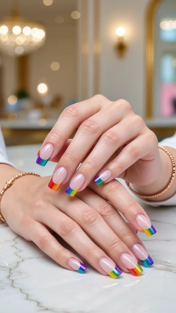 Rainbow French Tips