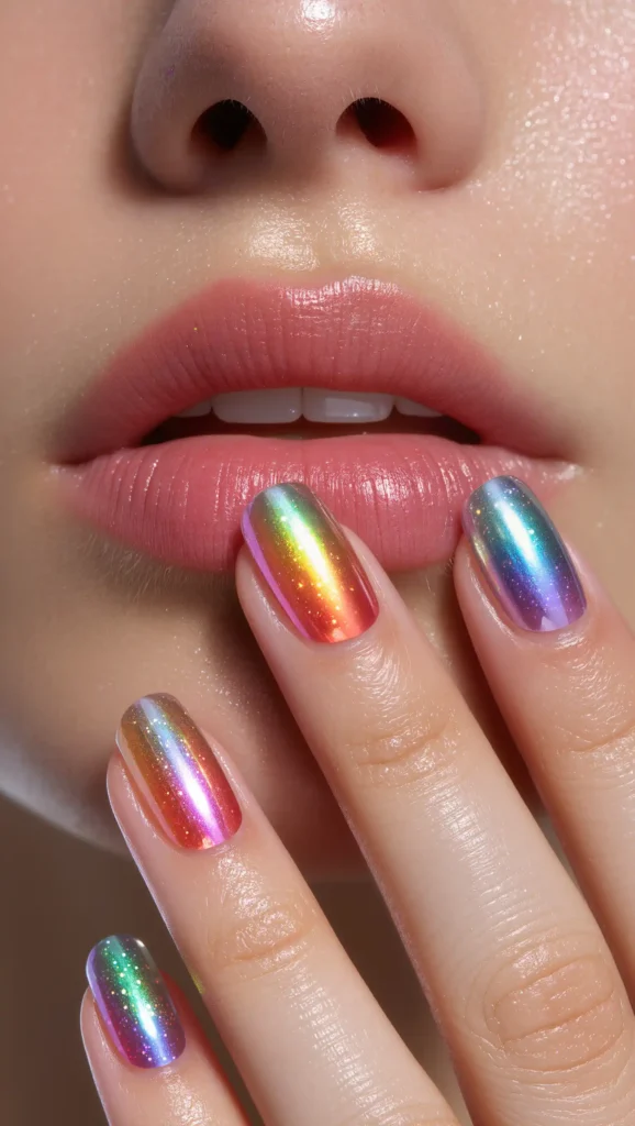 Rainbow Glitter Nails