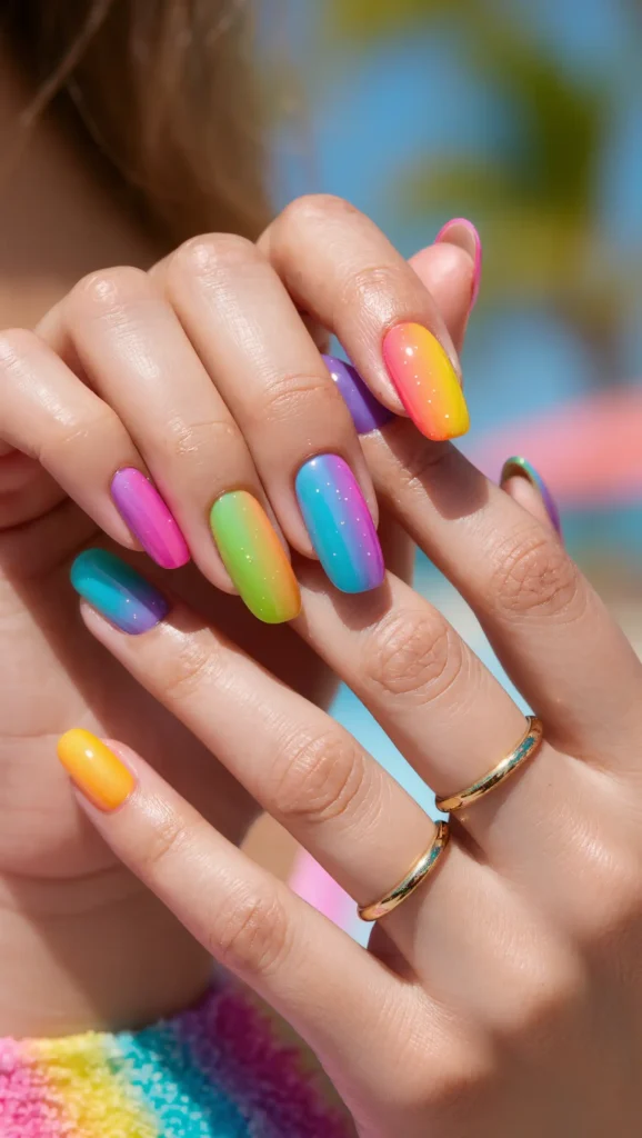 24 Tropical Nails Inspo for 2026 That Bring Island Vibes to Your Fingertips 18 Rainbow Island Nails