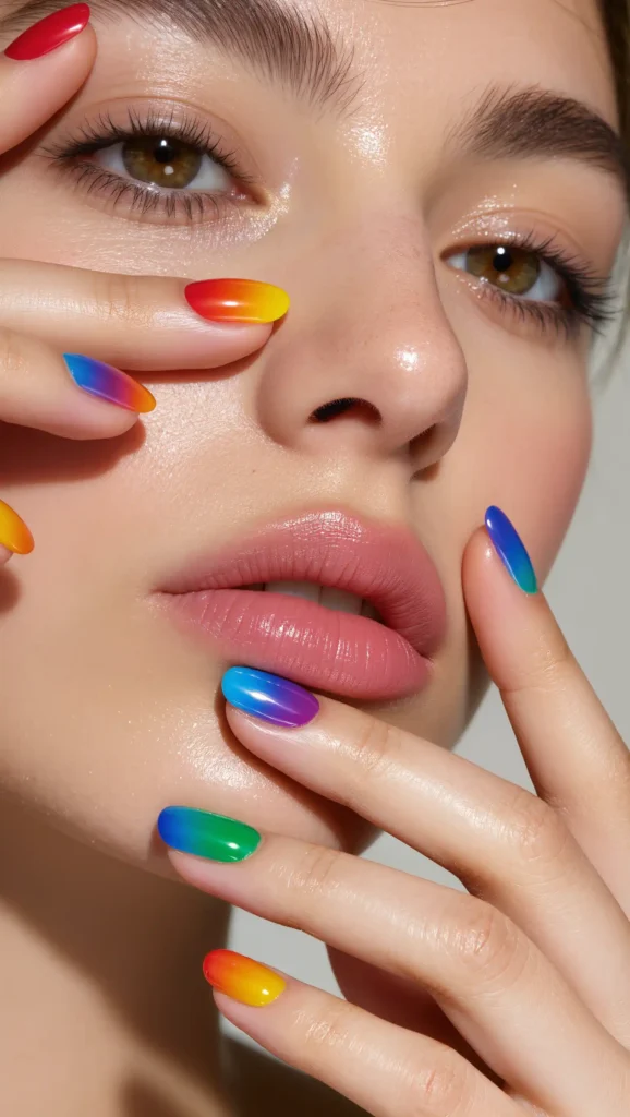 Rainbow Pool Party Nails
