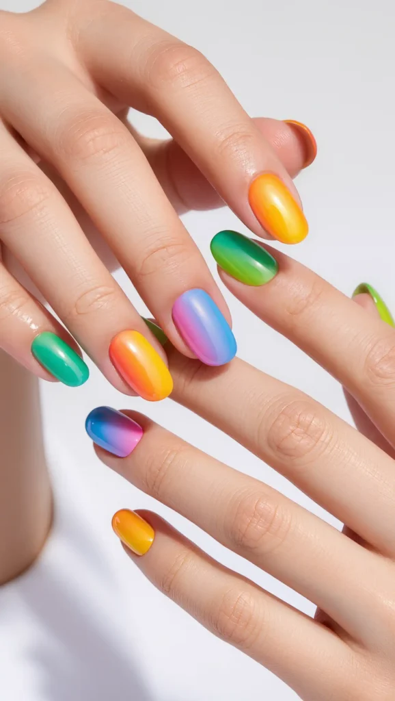 25 Summer Vacation Nail Designs for 2026 That Are Bright, Fun & Made for Getaways 12 Rainbow Vacation Nails