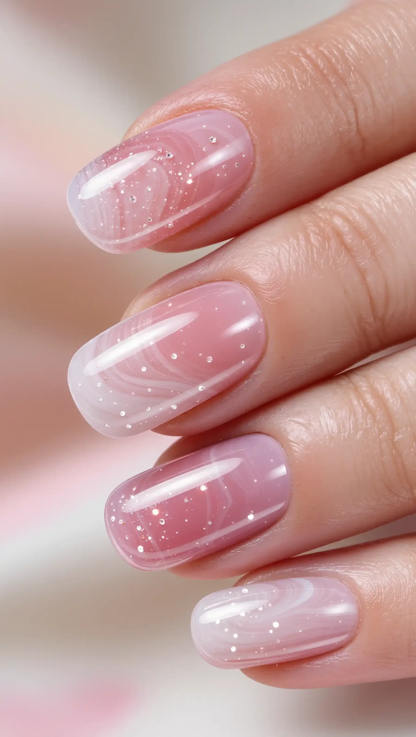 24 Summer Dip Powder Nails Ideas 2026: Manicures That Will Be Everywhere This Season 19 Rose Quartz Stone Effect