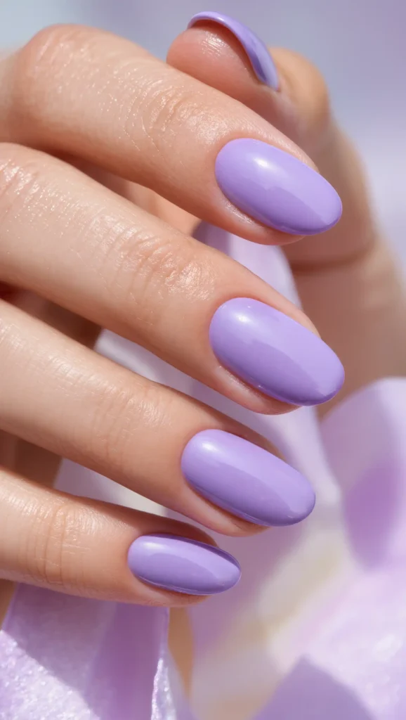 Satin Lavender Nails