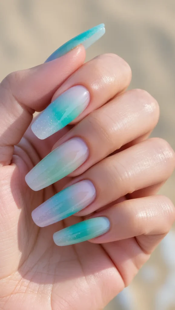 25 Summer Stiletto Nails Inspo 2026: Glamorous Designs That Steal the Spotlight 18 Sea Glass Inspired Nails