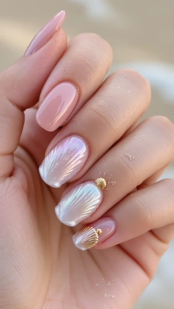 Seashell Accent Nails