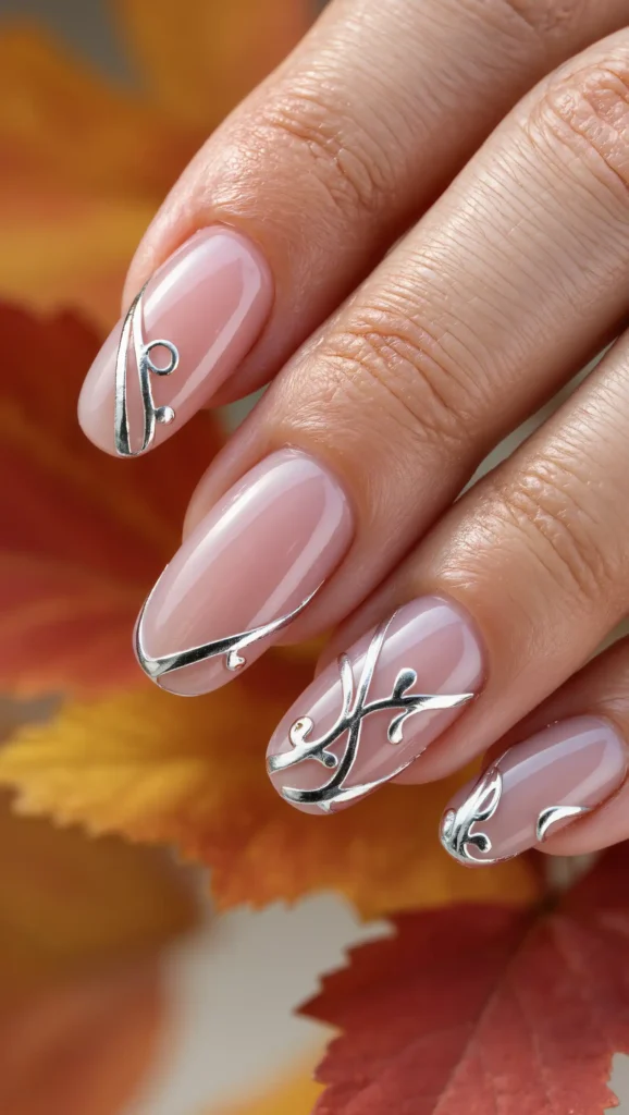 25 Leaf Nail Art Ideas 2026: Nature-Inspired Designs That Are Anything but Basic 10 Silver Vine Nails