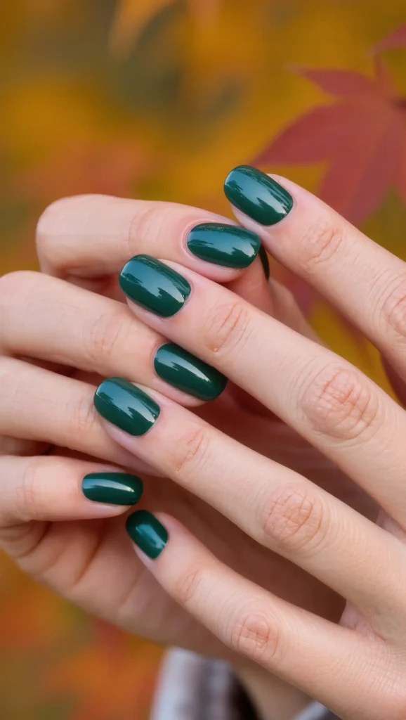25 Fall Dark Nail Ideas 2026: Moody Manicures That Will Dominate Autumn 3 Smoky Forest Green Nails